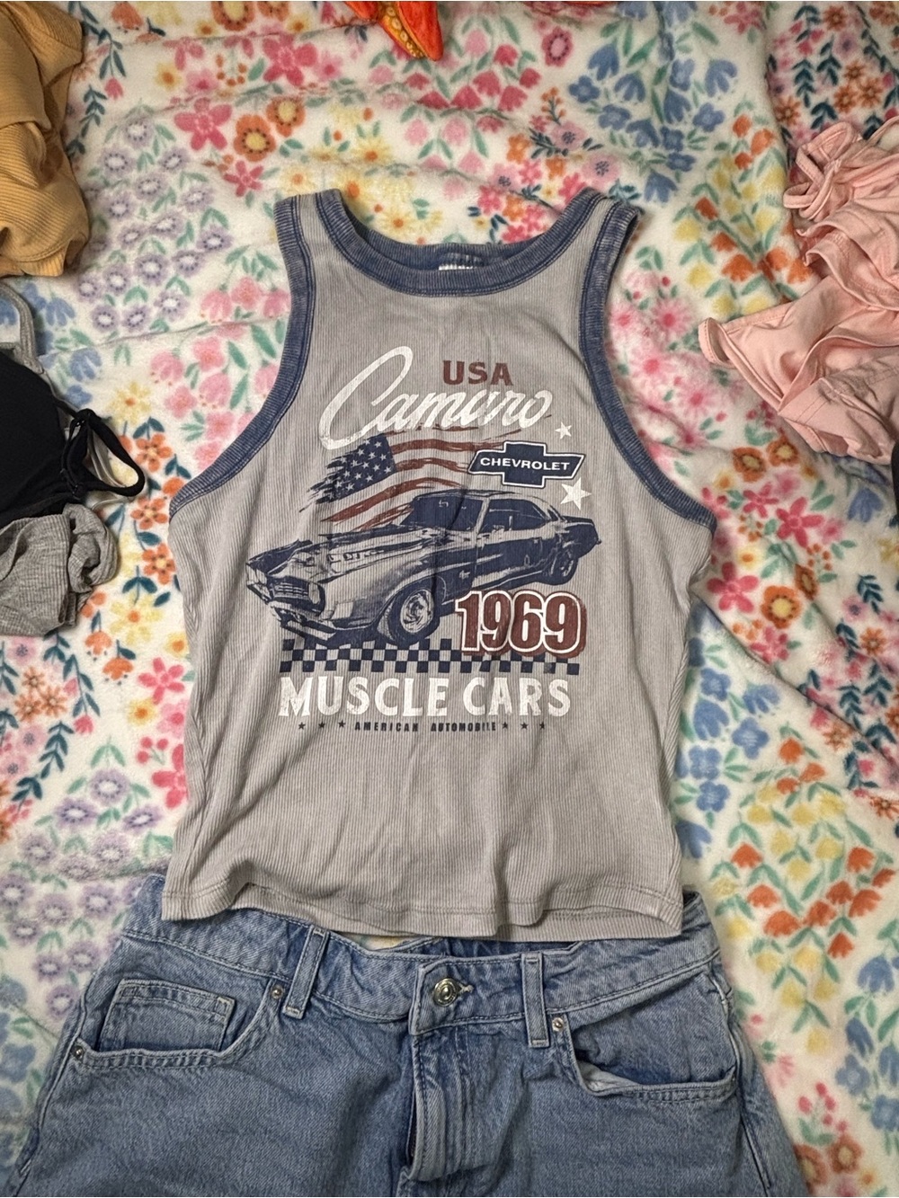 Camaro 1969 Muscle Cars Tank Top - Gray/Blue